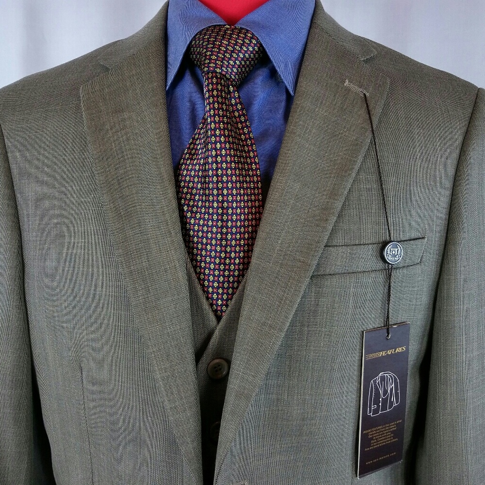 Caravelli5 3 Piece Suit Oxford SBx2 Tan 38S 2btn - Picture 3 of 6